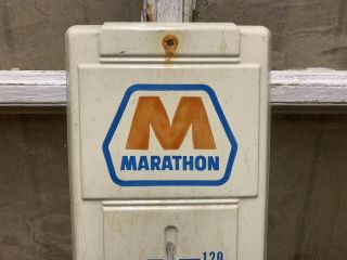 Vintage Marathon Service Advertising Thermometer Sign Wells County IN Oil 2