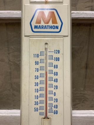 Vintage Marathon Service Advertising Thermometer Sign Wells County IN Oil 3