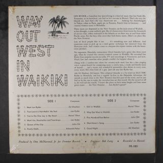 LEN RYDER: Way Out West In Waiki LP (Mono,  pedal steel guitar,  small cor 2