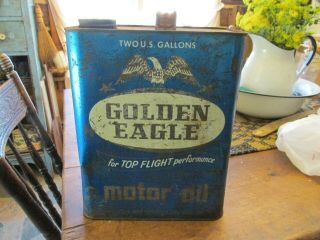 Vintage Two Gallon Golden Eagle Motor Oil Can Pittsburg Penn Oil Co.