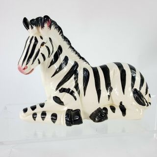Sitting Position Ceramic Zebra 7 " Figurine Vintage Safari Wild Animal