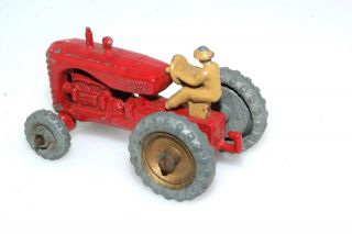 Antique Matchbox Lesney Massey Harris no 4 Gray Wheel Red Tractor 4