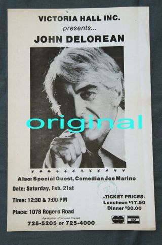 John Delorean Book Lecture Tour Poster 11x17