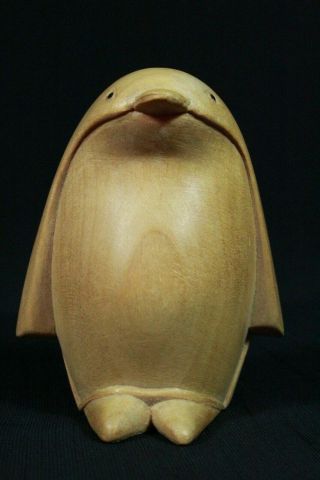 Japanese Wood Carving Of Penguin Maple Momiji Woodcraft