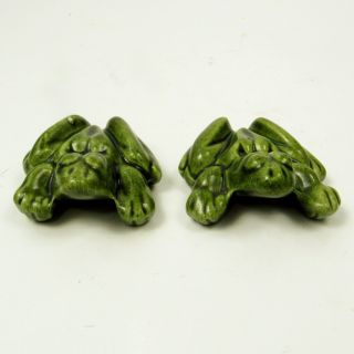 Vintage Anatomically Correct Frogs Green Glazed Ceramic Naughty Figurines 2
