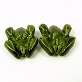 Vintage Anatomically Correct Frogs Green Glazed Ceramic Naughty Figurines 3