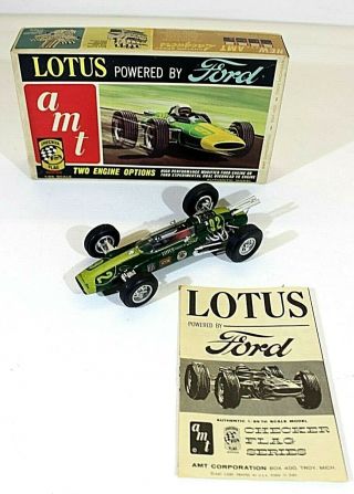 Amt Lotus Powered By Ford Race Car 1/25 Scale Vtg Built Modelkit Og.  60 