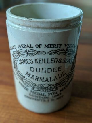 Vintage Dundee Marmalade Stoneware Crock Jar James Keiller & Sons 1862
