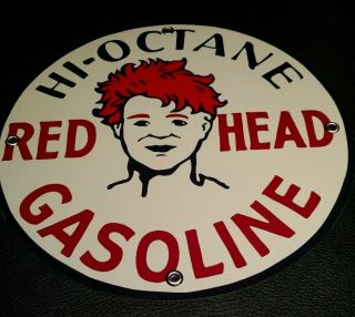 Red Head Gas Oil Gasoline Sign