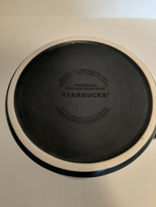 Starbucks 2012 Coffee Mug Yukon Polar Bear Set of 2.  Bone China 16 oz Cups Black 6