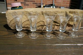 5 Vintage Jagermeister Cordial Shot Glasses 2 Cl