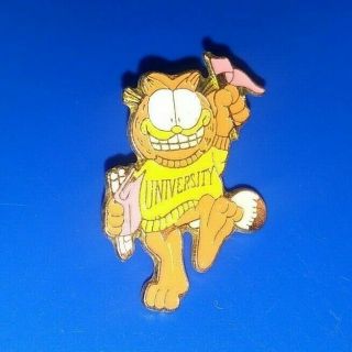 Vintage Cartoon Garfield Orange Cat University Shirt Enamel Collectible Pin Rare
