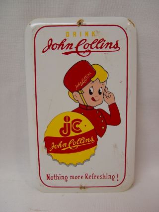 Drink John Collins Soda Drink Cola Jc Metal Advertising Door Push Press Sign