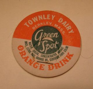 Townley Dairy Berkley,  Mass.  Ma.  Green Spot Orange Drink 1 5/8s Milk Bottle Cap
