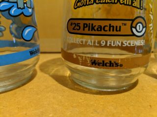 Welchs Pokemon Glasses Jelly Jar Squirtle Pikachu Charmander Bulbasaur Set 3