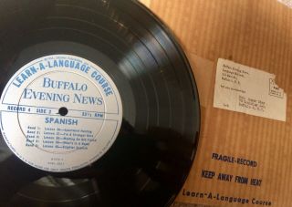 Buffalo Evening News 1956 Vinyl Record Complete Set Learn Spanish Lp 45 33 Sign