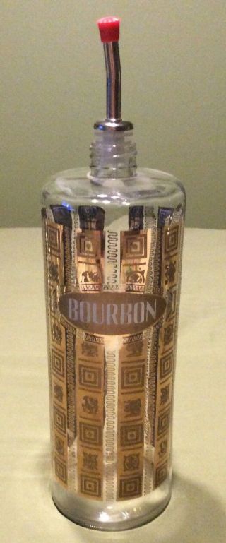 Vintage Liquor Bottle Decanter Bourbon Whisky Glass Gold