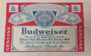 Vintage Budweiser Beer Pillow Case King Of Beers 1970’s
