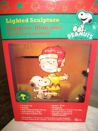 Peanuts Charlie Brown & Snoopy Light - Up Christmas Window Decor 15  Tall