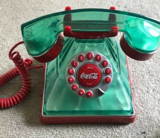 Vintage Coca Cola Bottle Style Landline Telephone Set Euc