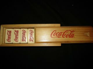 Coke Coca Cola Dominoes Wood Wooden Case Box Compete