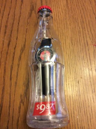 2002 Coca Cola Wrist Watch In Acrylic Coke Bottle Banknew Never Opened
