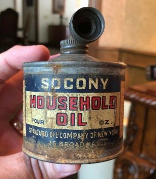 Vintage / Antique 4 Oz Socony Standard Oil Company Of York Oil Can