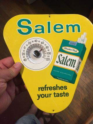Vintage Salem Cigarettes Thermometer Metal Tin Advertising Sign Last One