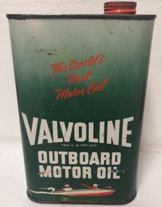 Vintage Valvoline Outboard Motor Oil Quart Can Empty