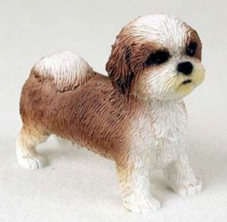 Shih Tzu (tan White Puppy Sport Cut) Dog Figurine Statue Hand Painted Resin