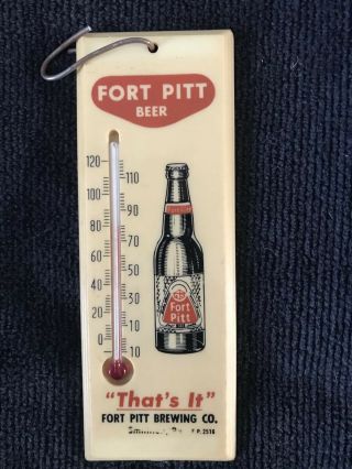 Fort Pit Beer Vintage Antiquethermometer.  This Is A Small Piece 5.  5” X 2”