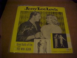 Rockabilly 45 Sun 281 Jerry Lee Lewis " Great Balls Of Fire " With Picture Sleeve