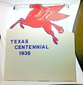 Mobil Pegasus Oil Gas Gasoline Station Texas Centennial 1936 Cardboard 8 X 9 In