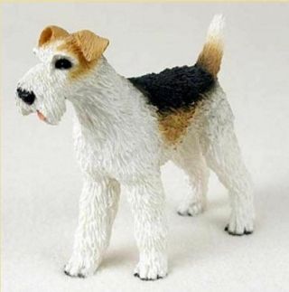 Wire Fox Terrier Dog Figurine Statue Hand Painted Resin Gift