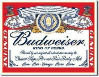 Budweiser King Of Beers Beer Label Retro Metal Tin Sign Made In The Usa