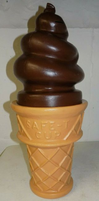 Safe - T Cup Chocolate Ice Cream Cone 26 " Large Store Display Blow Mold Bank