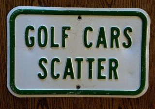 Vintage Metal Embossed Golf Course Sign Golf Cars Scatter