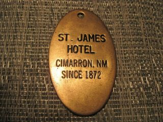 Vintage Brass St.  James Hotel Cimarron,  Nm.  Key Fob Since 1872