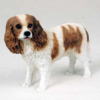 Cavalier King Charles Figurine Hand Painted Collectible Statue Brown & White