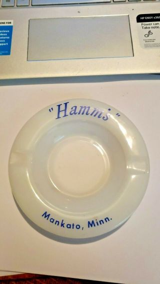 Hamm’s Beer Bear Milk Glass Ashtray Mankato Minnesota