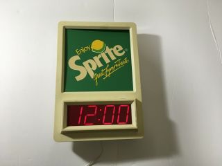Vintage Sprite Soda Pop Lighted Digital Wall Clock Sign Advertising