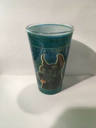 Tree - Greetings Blue - Green Drinking Cup,  For Great Dane Dog Lovers 8oz Glass