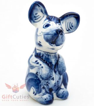 Gzhel Mice Mouse Rat Boy Porcelain Figurine Souvenir Handmade Symbol Year 2020
