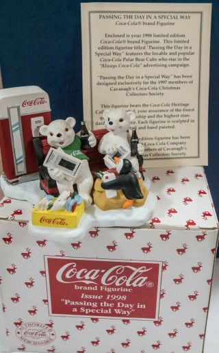 " Limited Edition " Coca - Cola " Polar Bear Cub " Exclusive Resin Figurine 1998