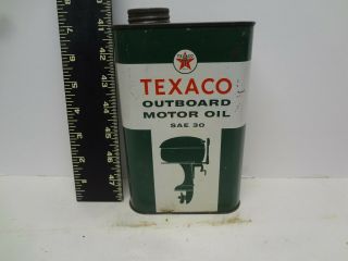 Vintage Texaco Gas Stations Outboard Boat Motor Engine Oil Advertising Full Can