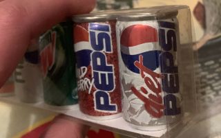 Rare Pepsi Co Inc Miniature Models Soda Can Pop Bottles 2” NOS 3