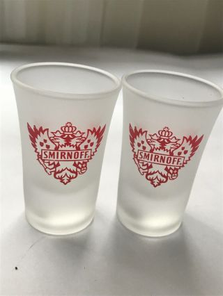 Smirnoff Vodka Frosted Shot Glasses Red Logo X 2