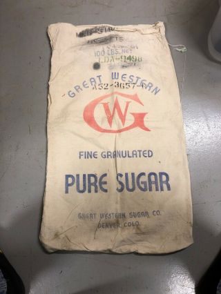 Vintage Cloth 100 Gw Sugar Sack Bag - Great Western Sugar Co - Denver - Cook - Bake