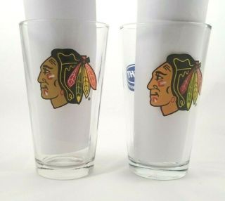 Chicago Blackhawks Nhl Budweiser Pint Glass Set Of 2 Hockey Beer Glass