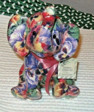 Porcelain Patches By Joan Baker - Rare???,  Pansy Printed Elephant